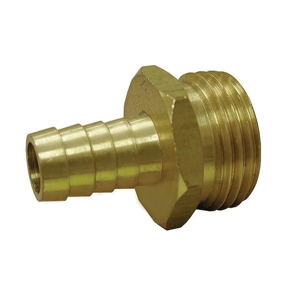 Jones Stephens 3/4in. MHT x 5/8in. Hose Barb Brass Garden Hose Adapter, Lead Free G20142 - main